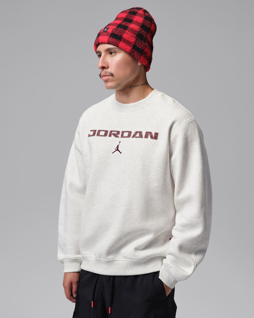 Sudadera de cuello redondo de tejido Fleece para hombre Jordan Brooklyn - Vela/Jaspeado/Marrón fauna