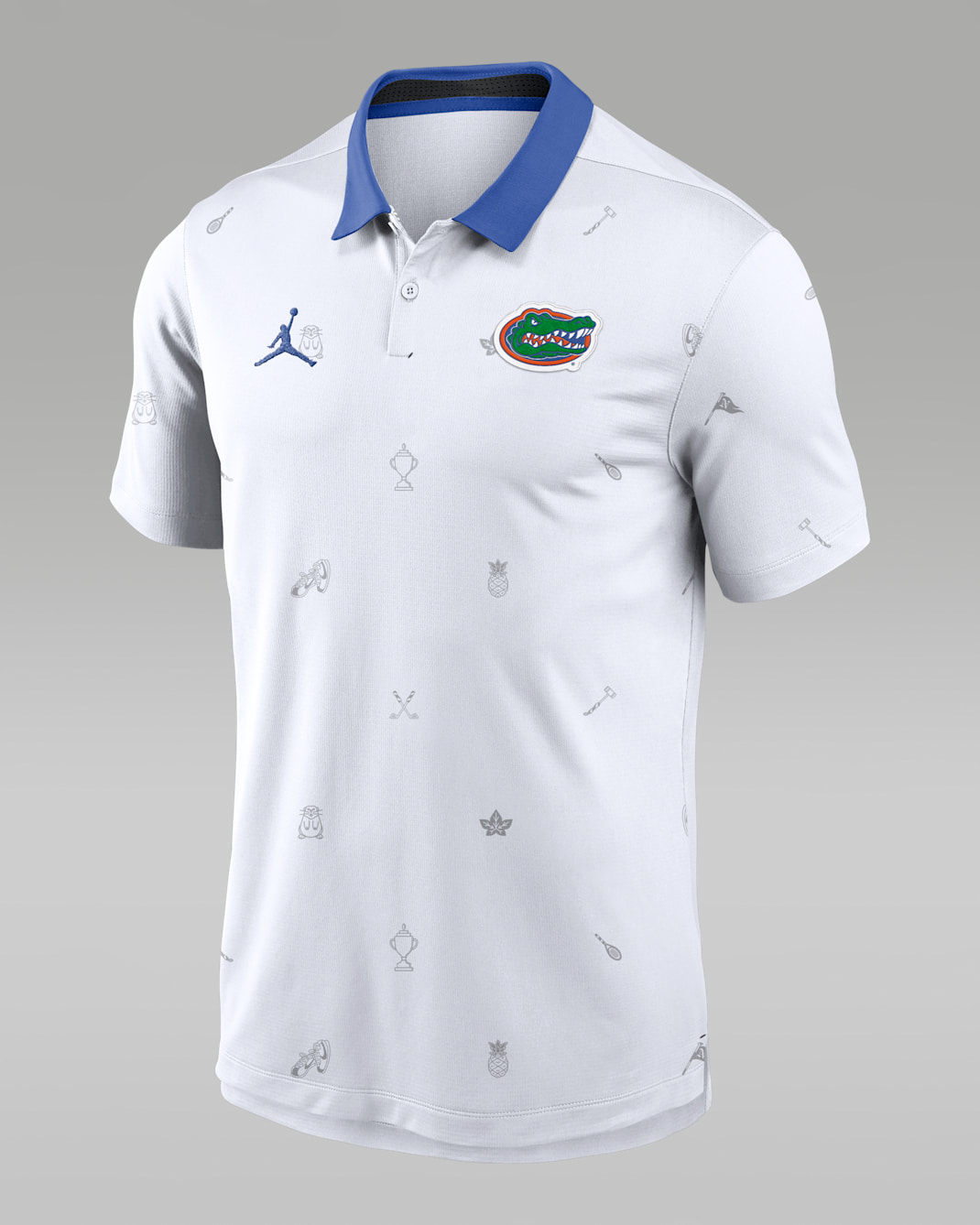 Florida Vapor Pattern Men's Jordan Brand Dri-FIT College Polo - White/Royal/Royal
