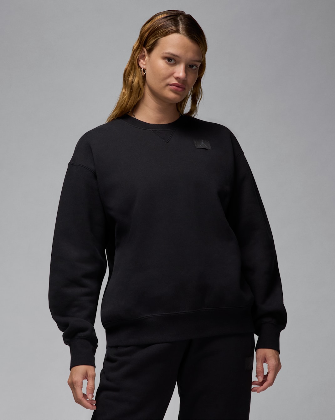 Jordan Flight Fleece Women's Crew-Neck Sweatshirt - Black/Dark Smoke Grey