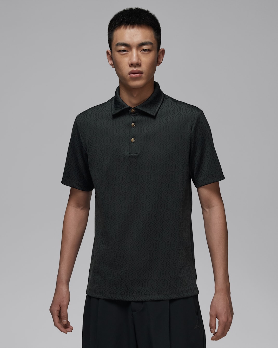 Jordan Sport Men's Golf Jacquard Polo - Black/Black