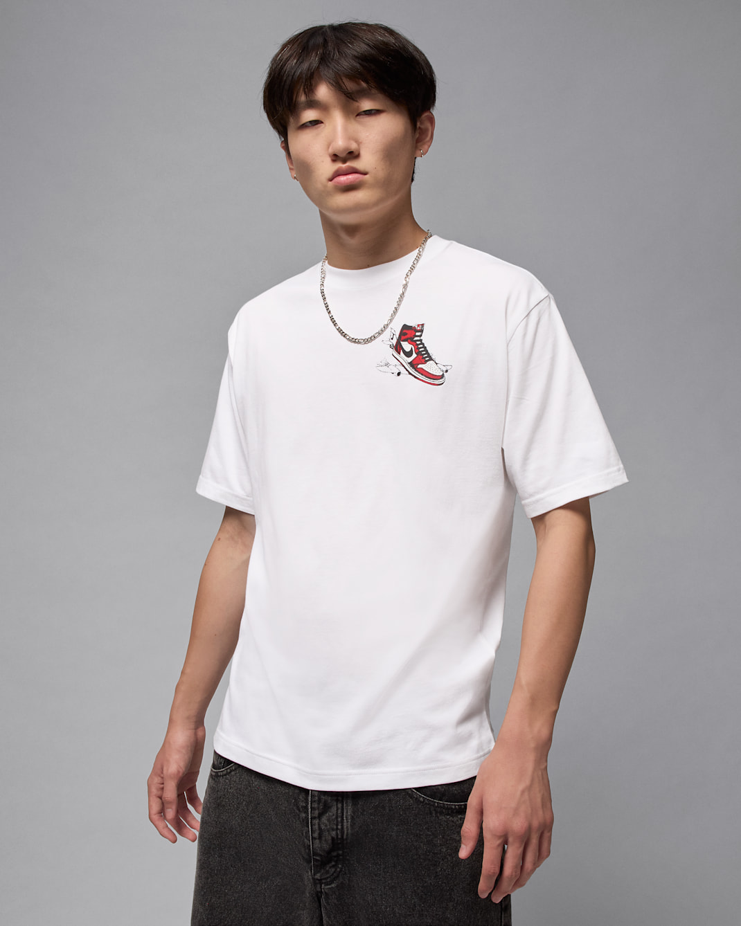 Playera para hombre Jordan AJ1 - Blanco/Rojo universitario