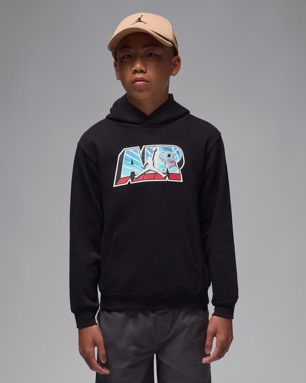 Jordan Big Kids' Air Postcard Pullover Hoodie - Black
