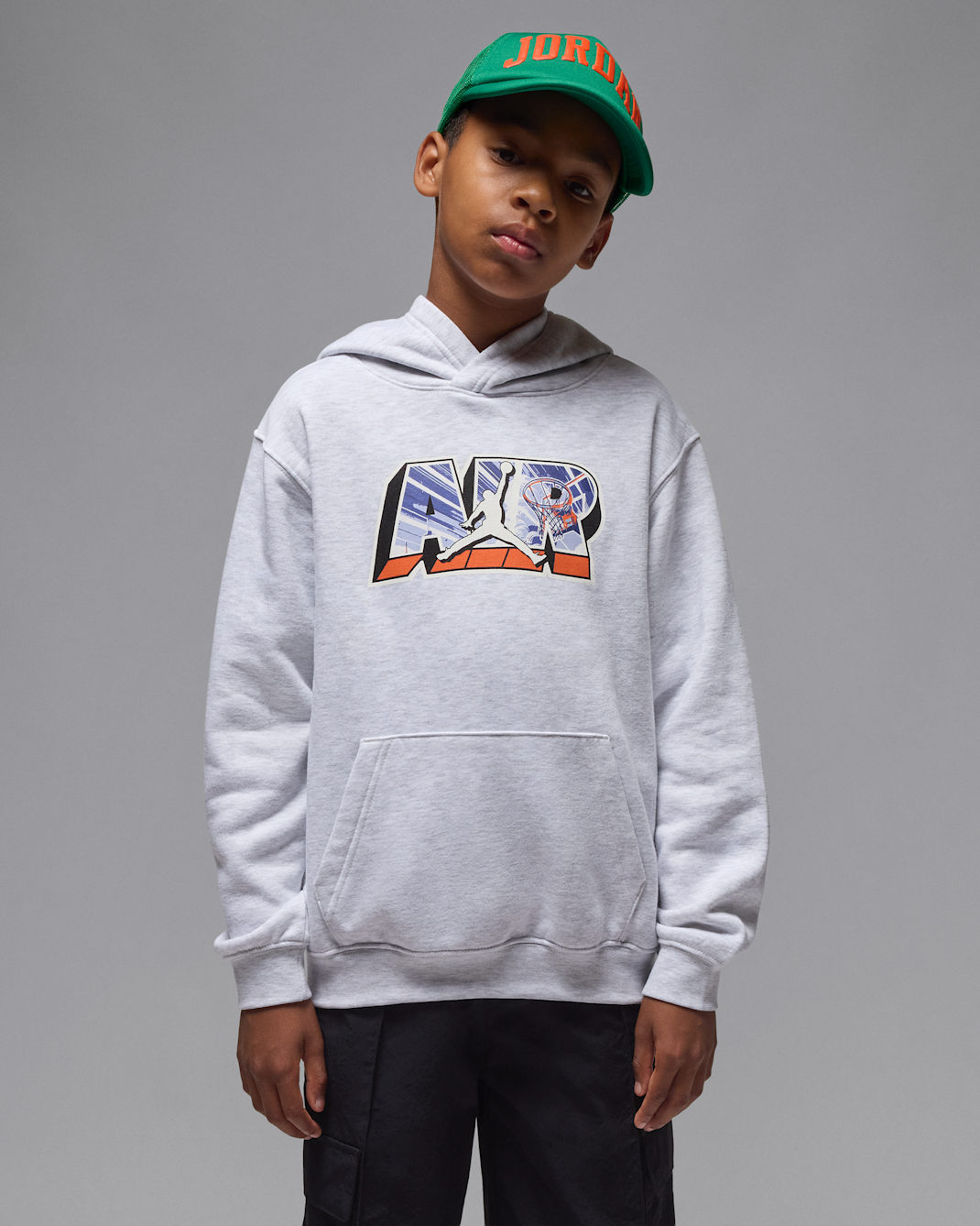 Jordan Big Kids' Air Postcard Pullover Hoodie - Birch Heather