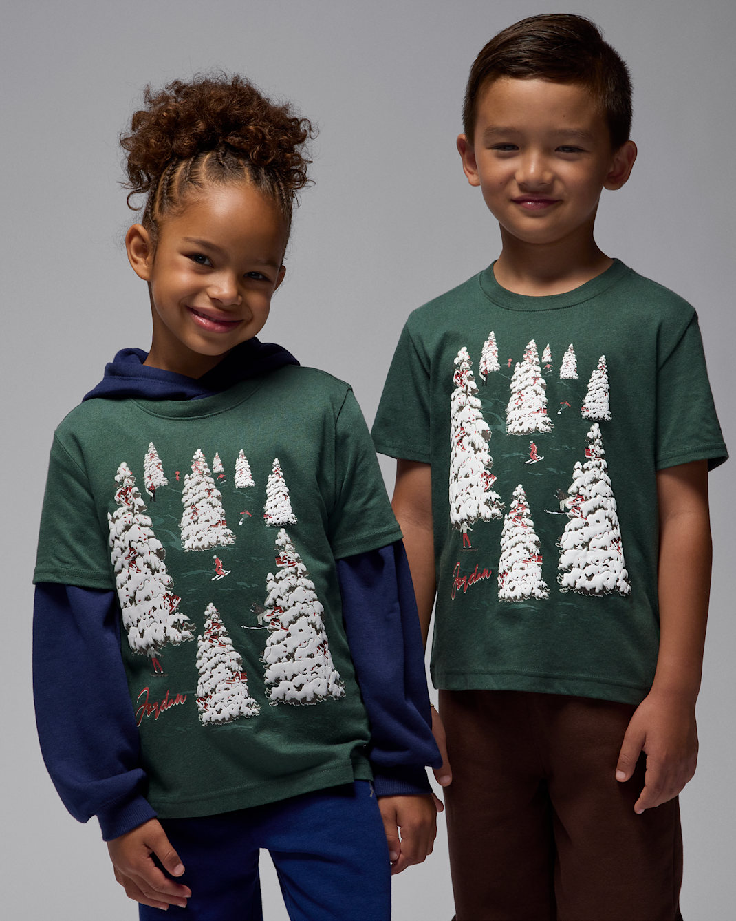 Playera Winterland para niños talla pequeña Jordan - Verde medianoche