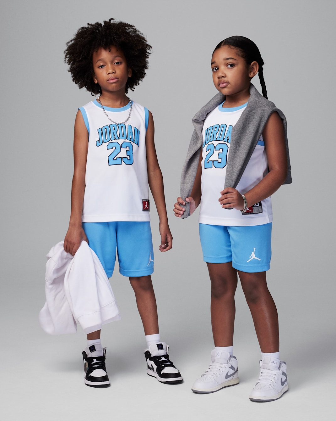 조던 23 저지 리틀키즈 투피스 저지 세트 - 유니버시티 블루
