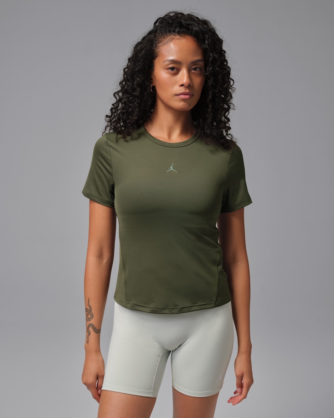 Jordan Sport Essentials Women's Dri-FIT Short-Sleeve Top - Cargo Khaki/Vintage Lichen