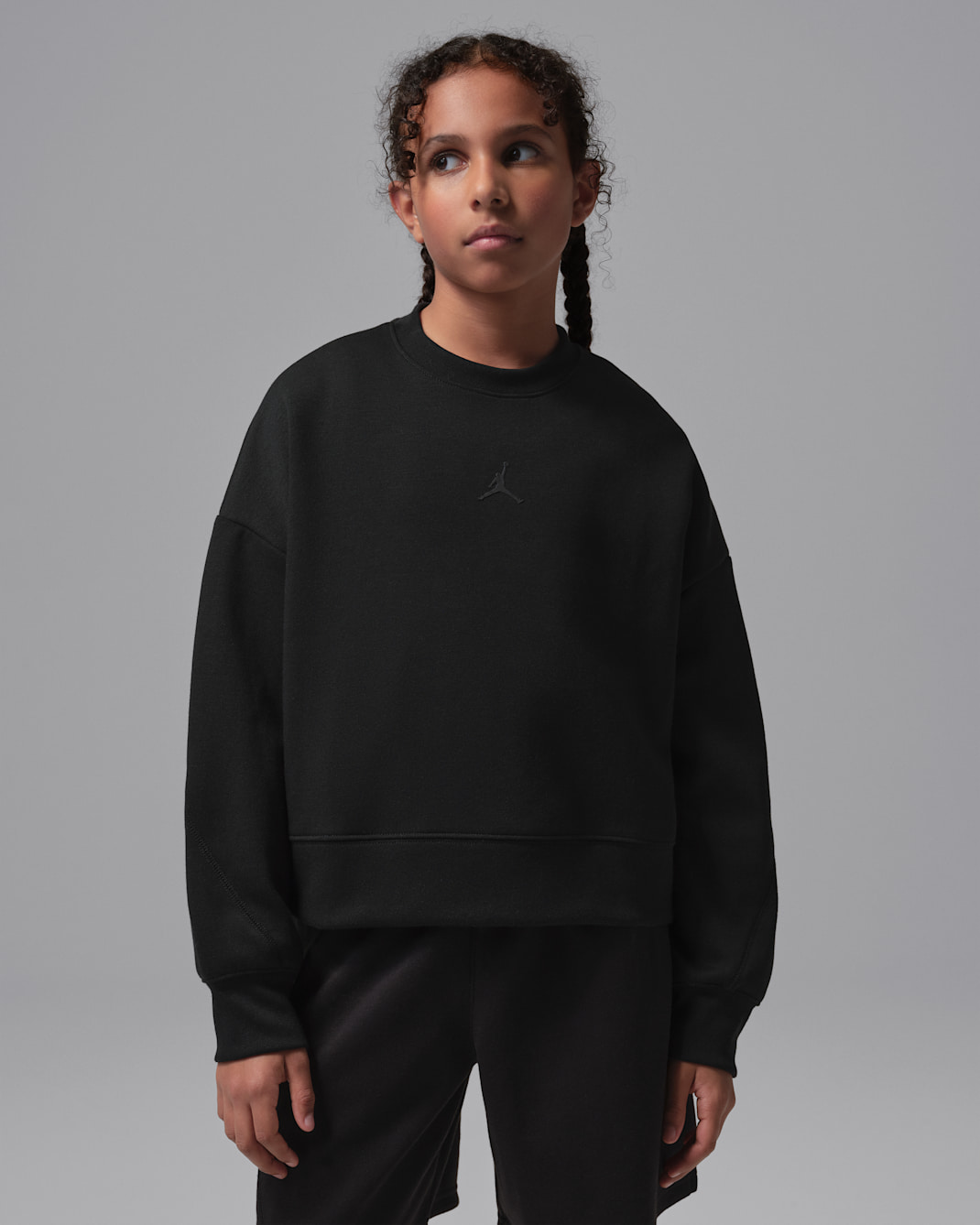 조던 퍼폼 스포츠 주니어 드라이 핏 크루 - 블랙