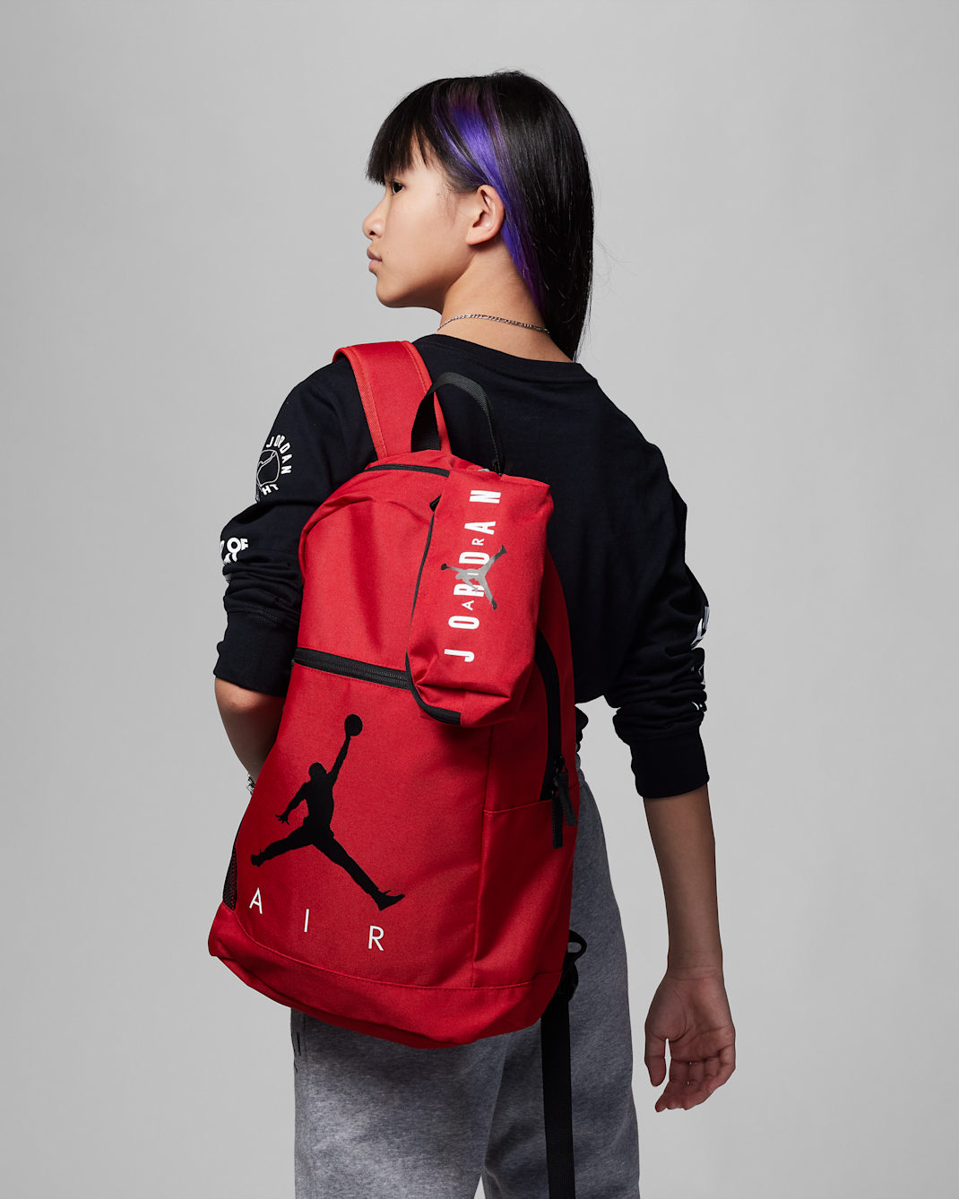 Jordan Air School Big Kids' Backpack (17L) - Gym Red