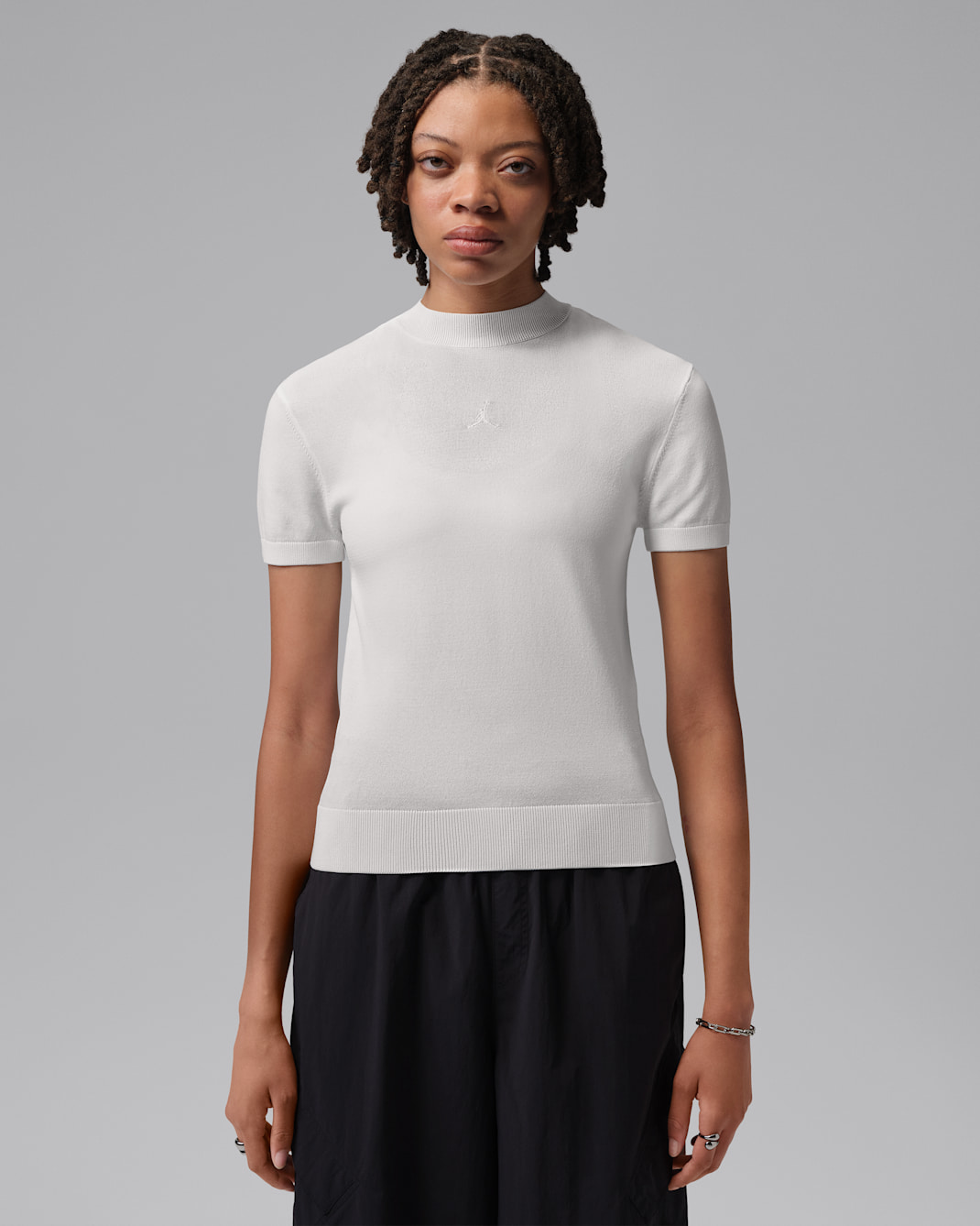 Jordan Sport Women's Mock-Neck Short-Sleeve Golf Top - White/White/White