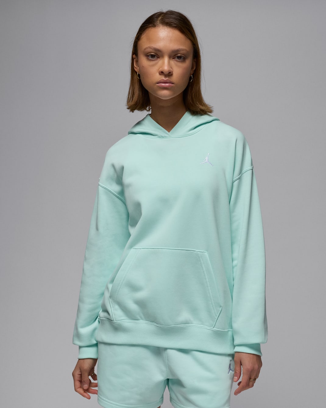 Sudadera con gorro sin cierre para mujer Jordan Brooklyn Fleece - Iglú/Blanco