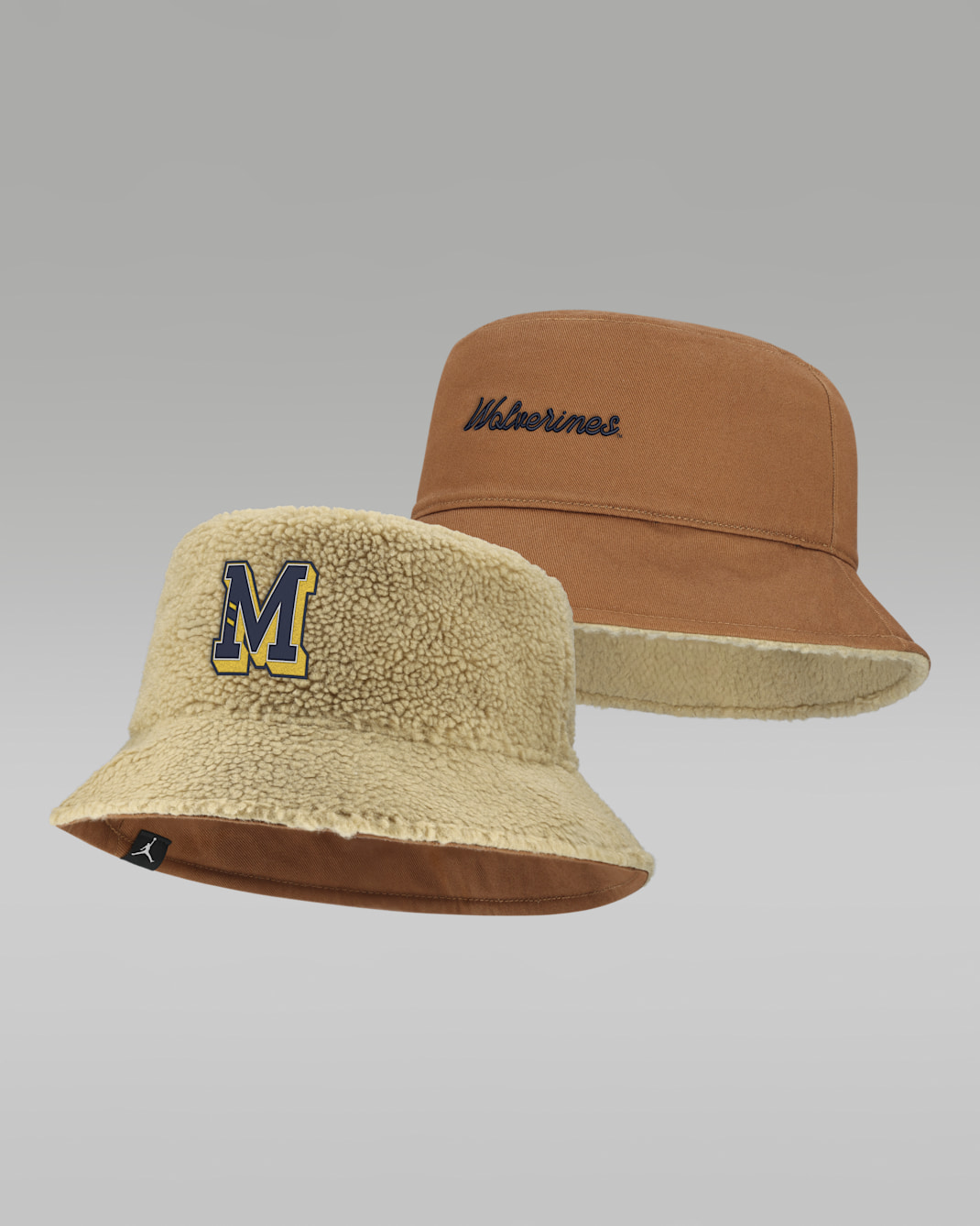 Michigan Campus Prep Script Reversible Men's Jordan Brand College Bucket Hat - Classic Beige/Tan/Beige