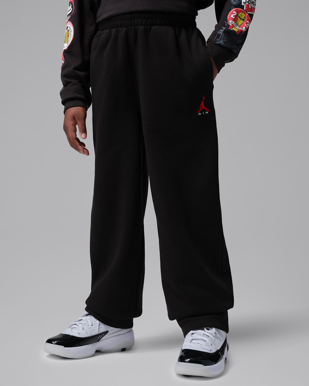 Jordan Brooklyn fleecebroek met open zoom voor kids - Zwart
