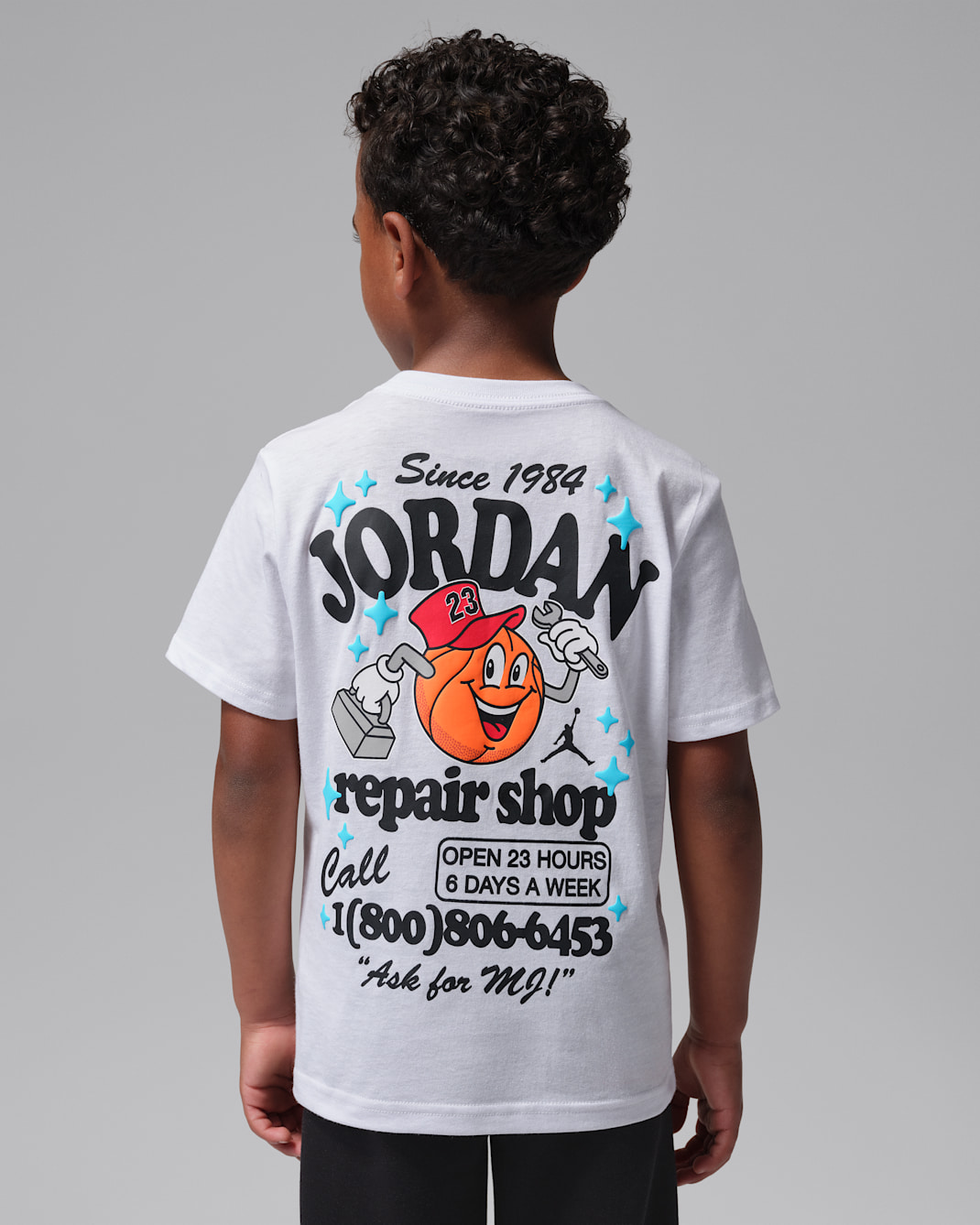 Playera MJ's Repair Shop para niños talla pequeña Jordan - Blanco