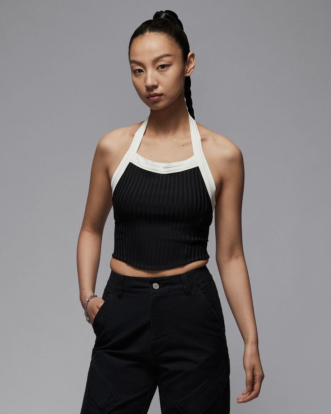 ジョーダン プールサイド ウィメンズ ホルタートップス - ブラック/セイル/セイル