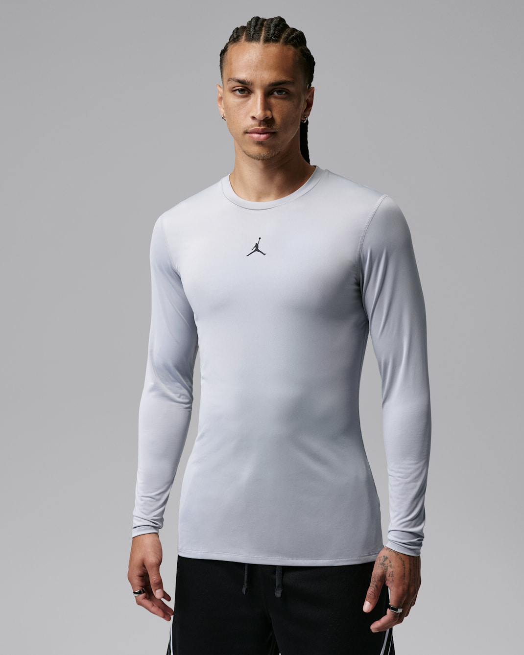 Jordan Sport Playera base de manga larga Dri-FIT para hombre - Gris lobo/Negro