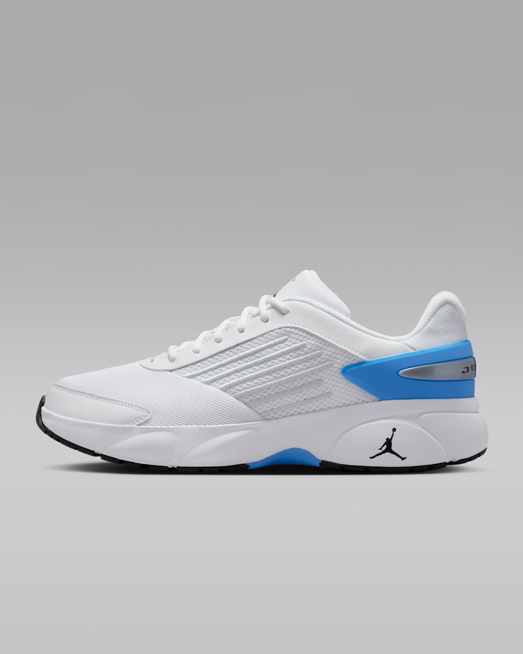 Tenis para hombre Jordan Trunner Flow - Blanco/Azul universitario/Plata metalizado/Negro