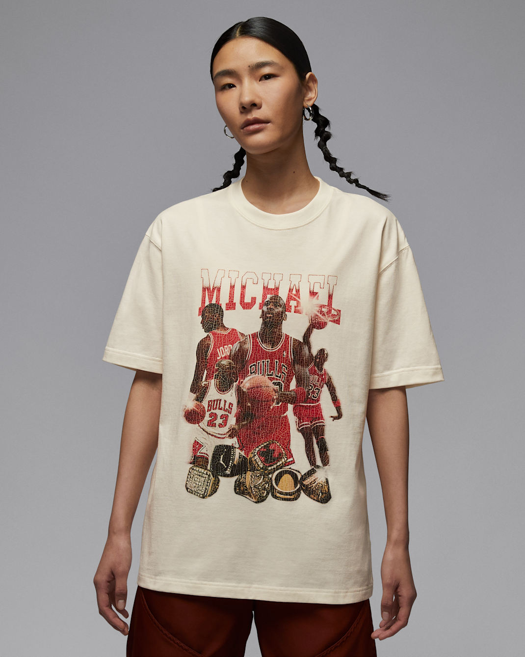 조던 여성 오버사이즈 반팔 그래픽 티셔츠 - 세일