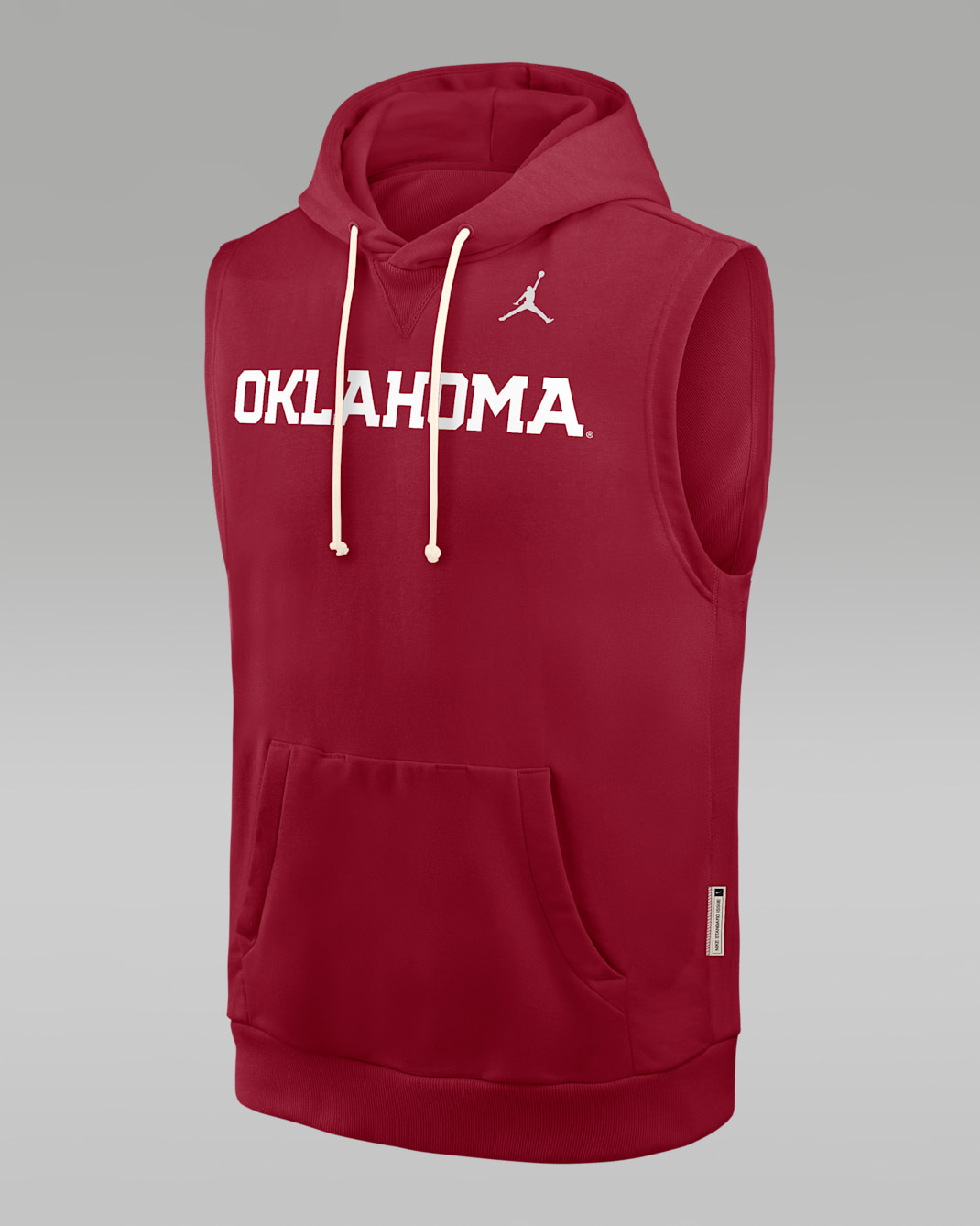 Oklahoma Sideline Men's Jordan Brand Dri-FIT College Sleeveless Pullover Hoodie - Crimson