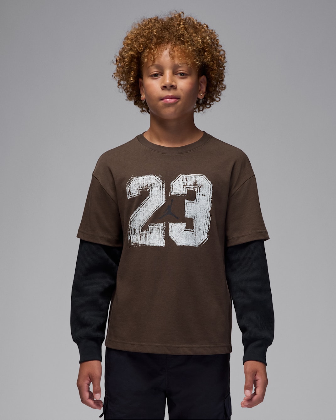 Playera de dos capas para niños talla grande Jordan MVP - Marrón barroco