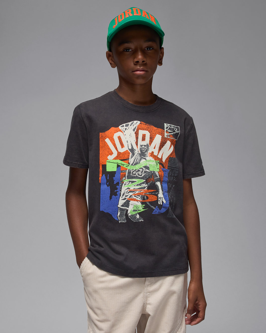 Jordan Big Kids' Throwback Slam T-Shirt - Black