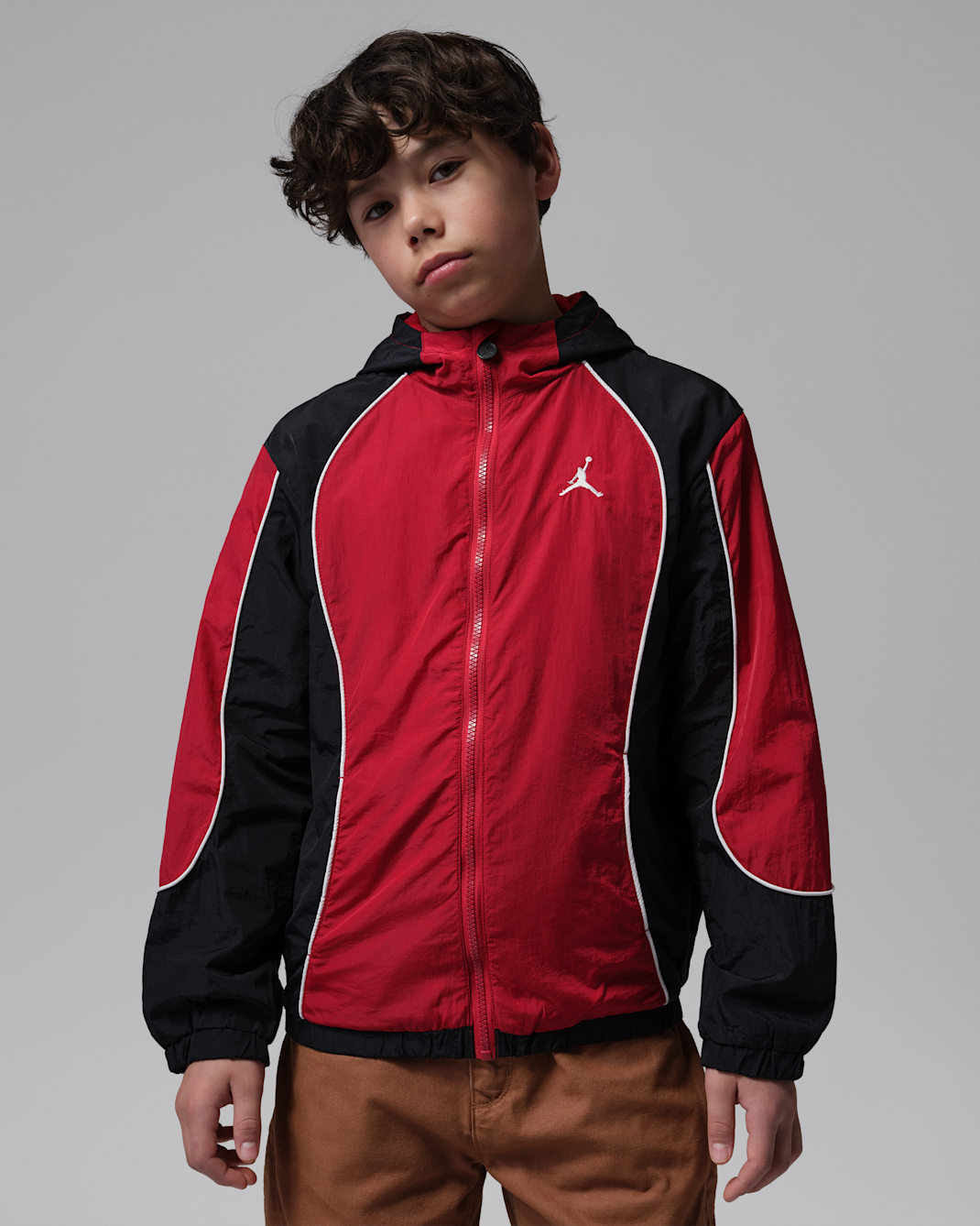 조던 주니어 컬러 블록 윈드 재킷 - 짐 레드