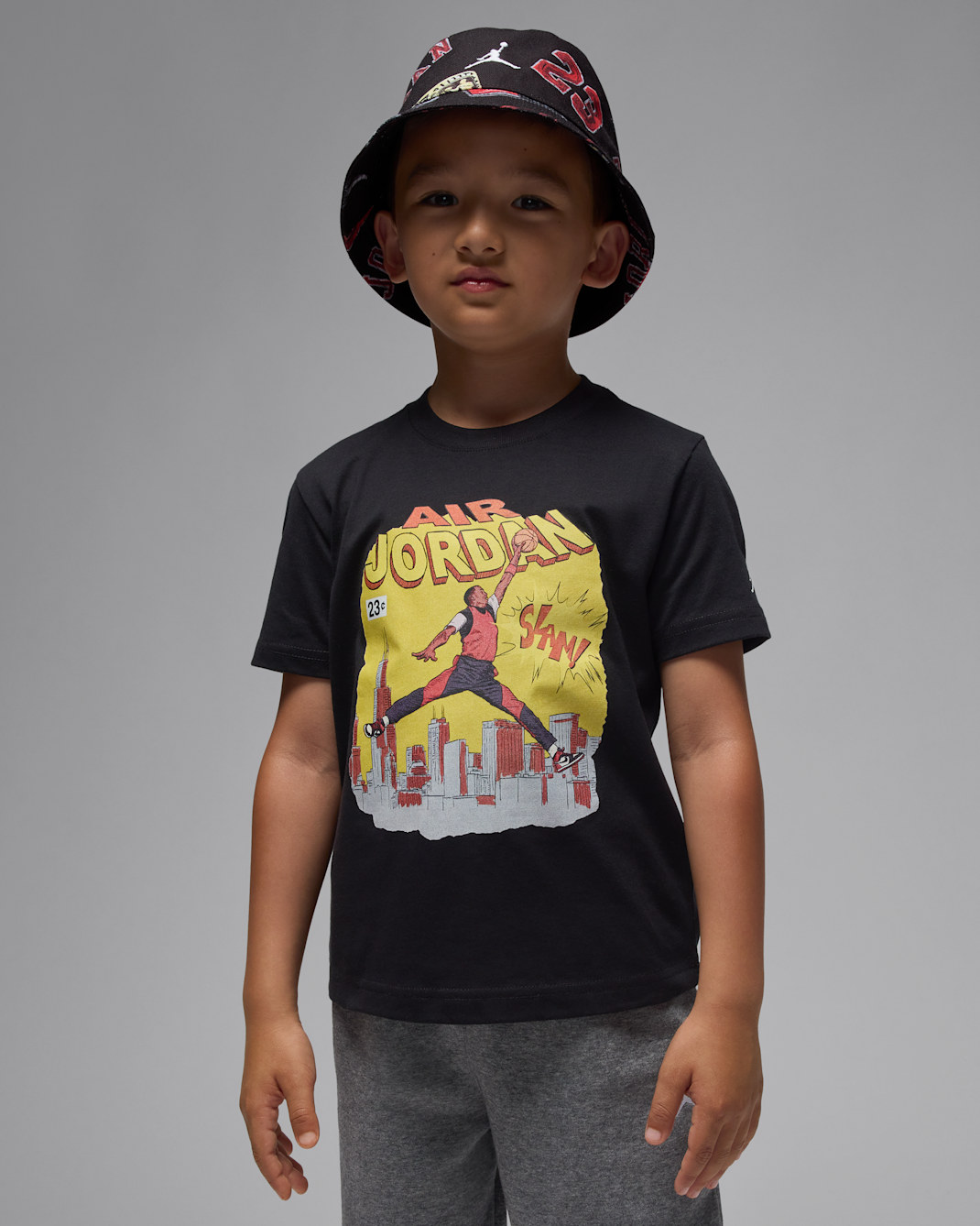 Playera Comic Slam para niños de preescolar Jordan - Negro