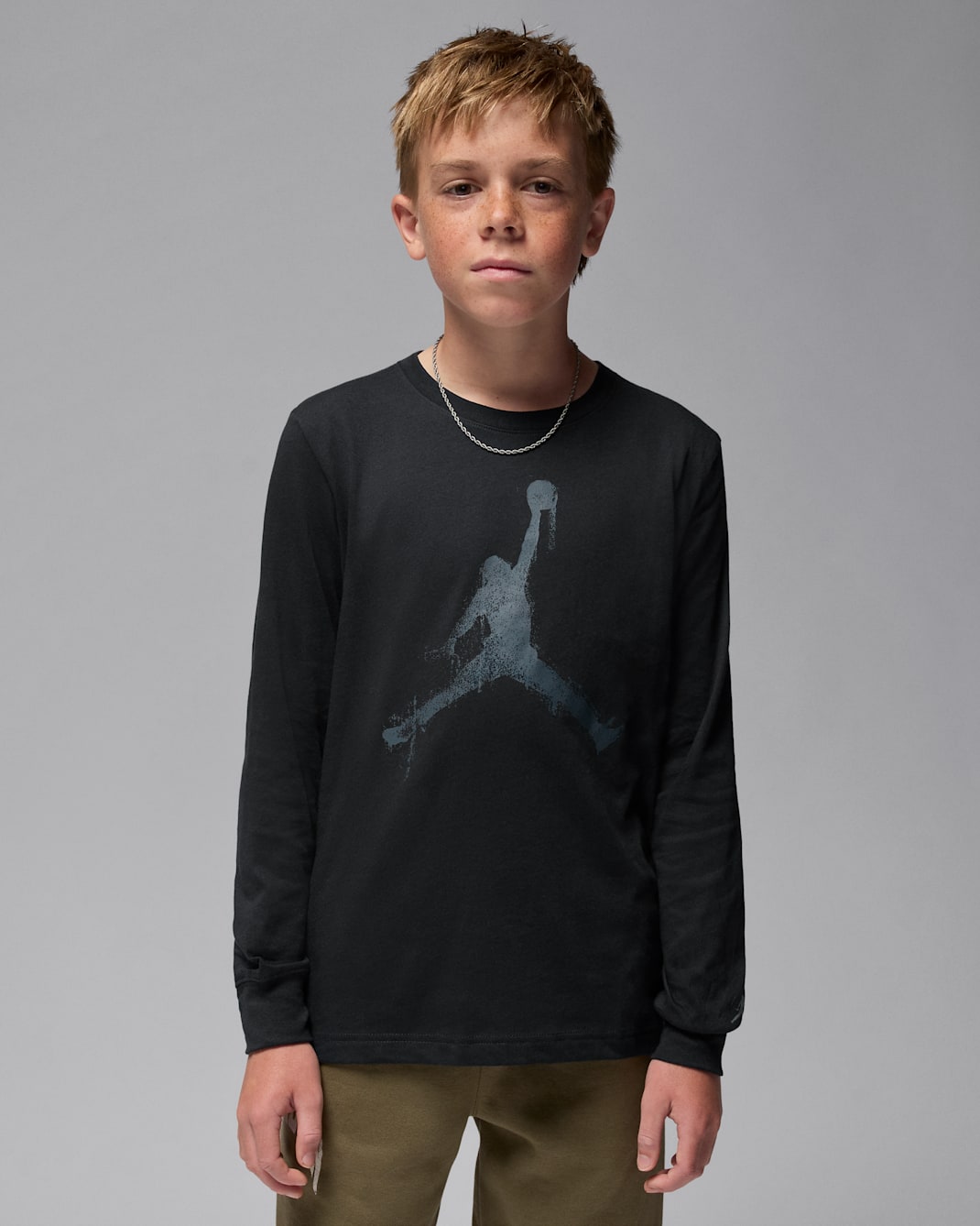 Playera de manga larga Jumpman Drip para niños talla grande Jordan - Negro
