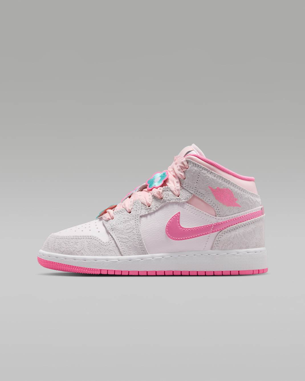 Air Jordan 1 Mid Alt SE Older Kids' Shoes - Vast Grey/Sail/Pink Bloom/Pink Glow