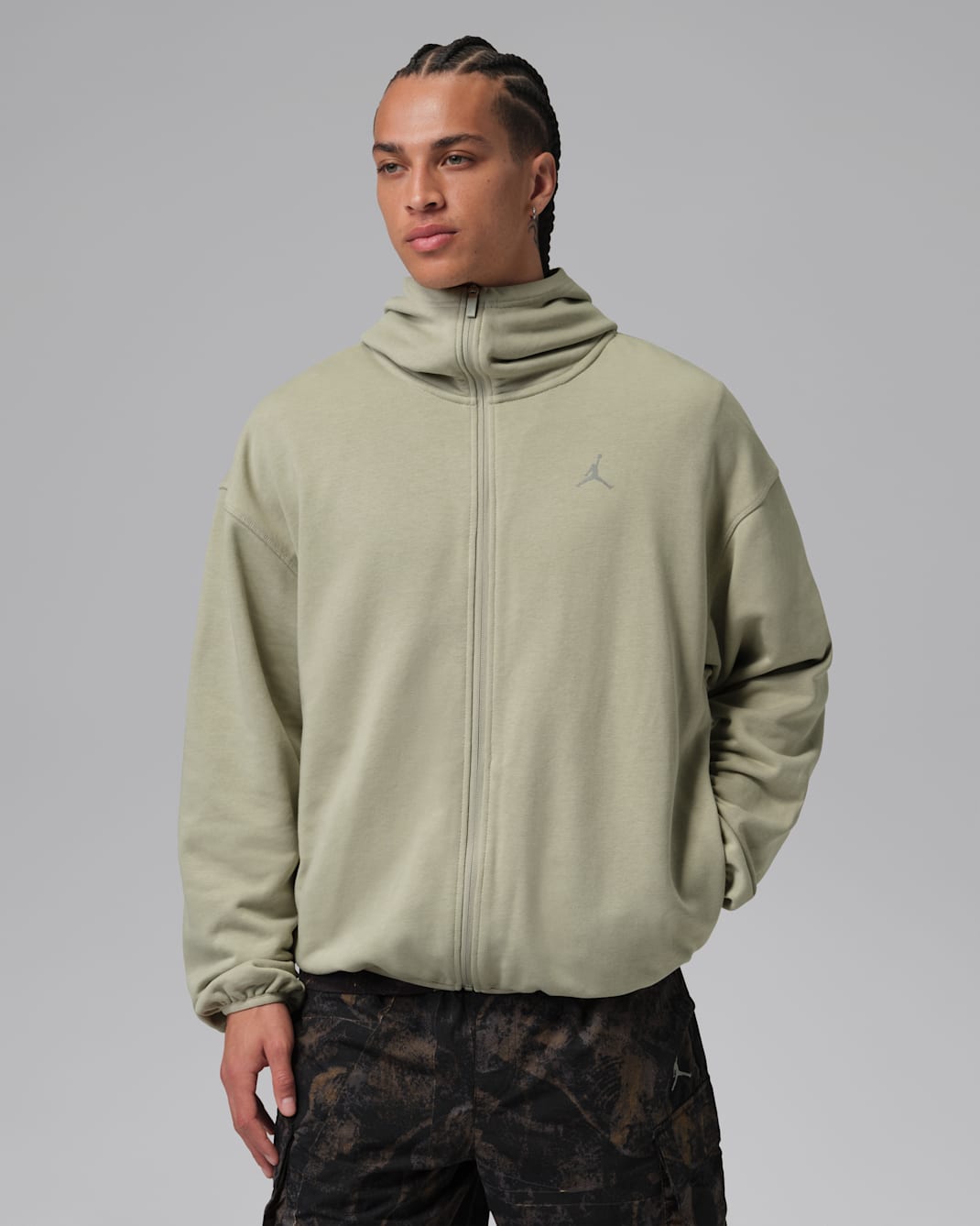 Jordan Brooklyn Men's Hike Mike Full-Zip Hoodie - Spruce Fog/Bright Citron/Metallic Silver