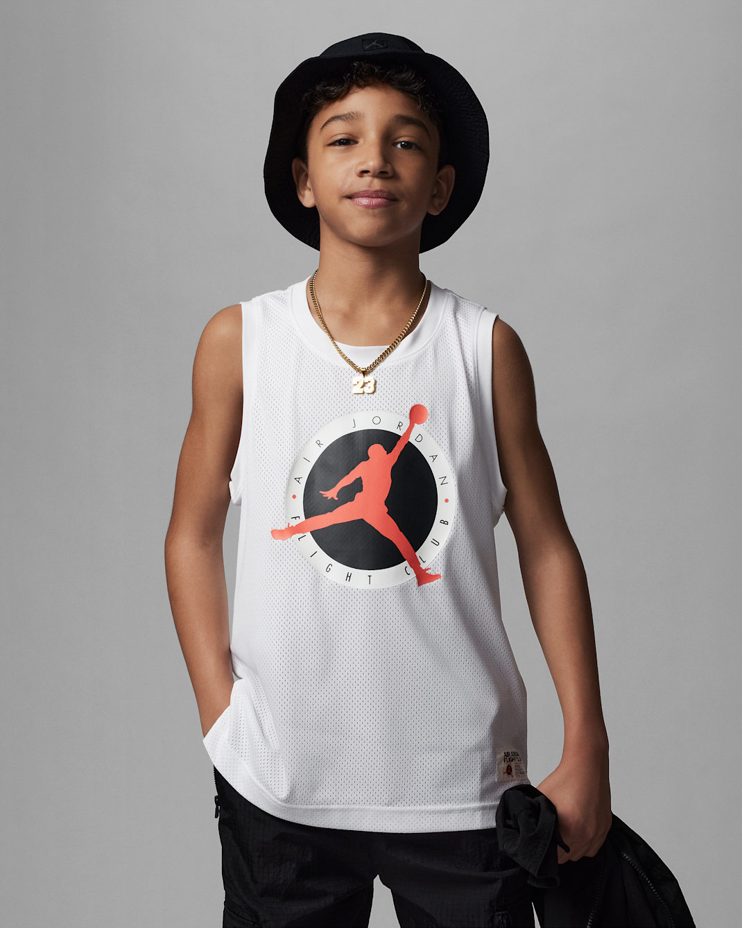 Jordan MJ Flight MVP Jersey Tank Top Older Kids' Dri-FIT Tank Top - White