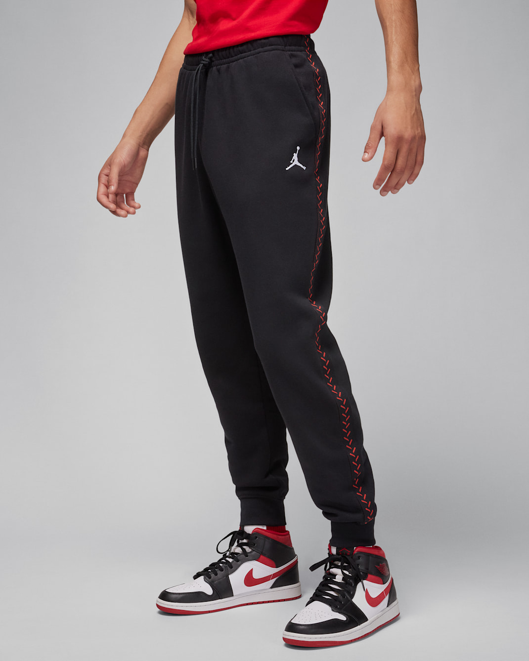 Jordan Flight MVP Men's Fleece Trousers - Black/Dune Red