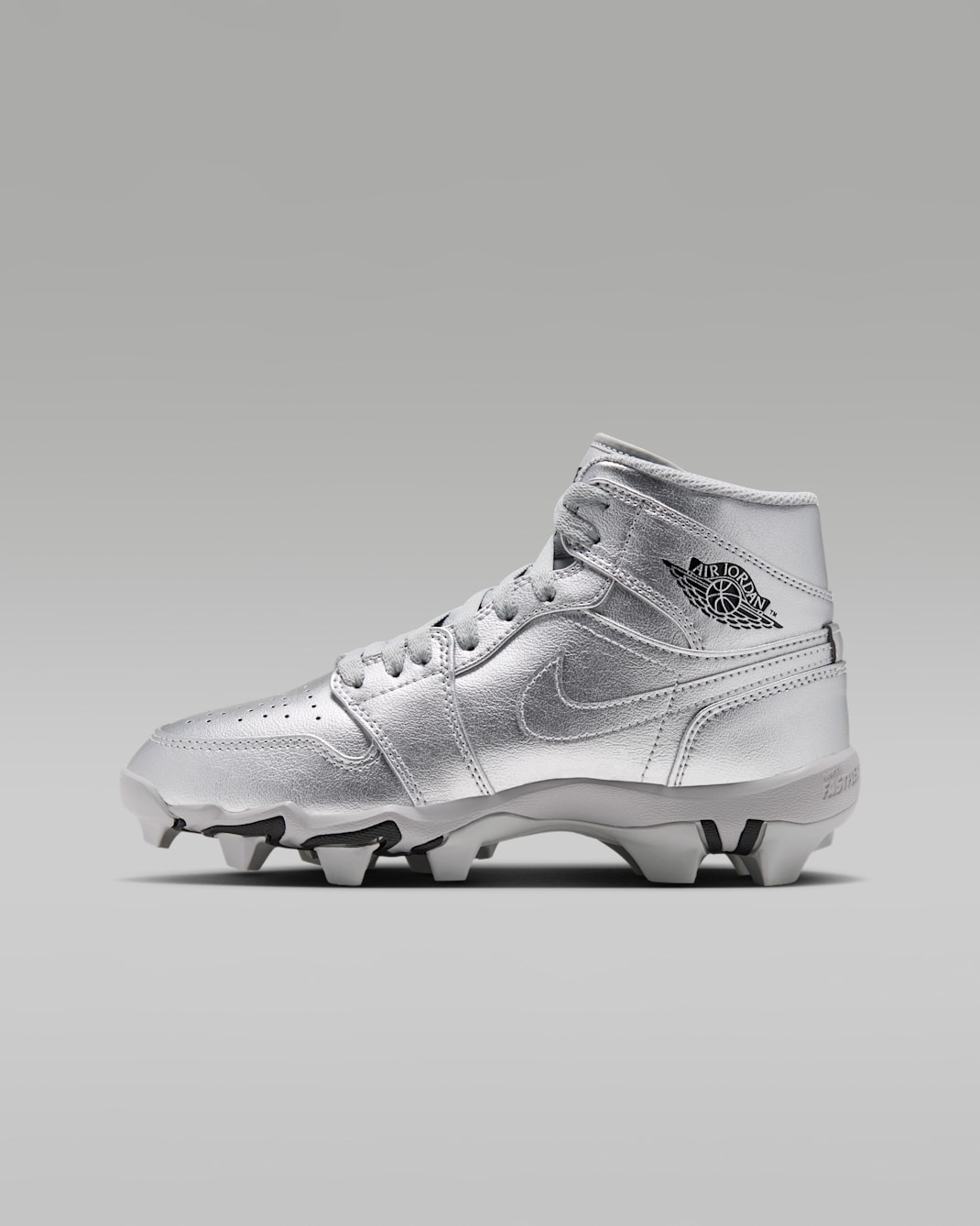 Tacos de futbol para niños de preescolar/grandes Jordan 1 Mid - Plata metalizado/Negro