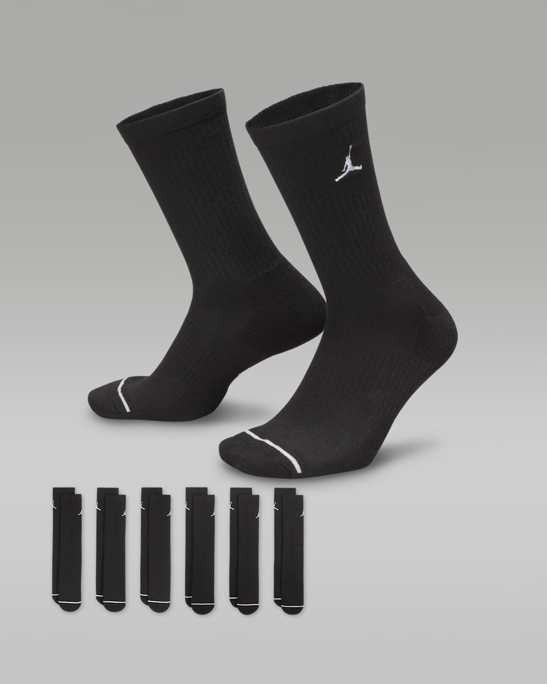 Jordan Everyday gepolsterte Crew-Socken (6 Paar) - Schwarz/Weiß