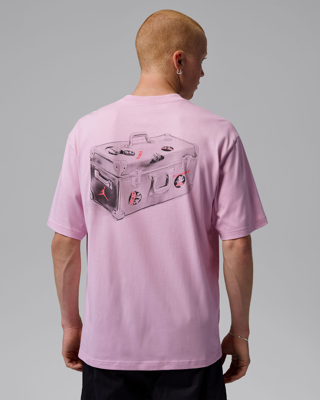 Męski T-shirt z nadrukiem Jordan - Iced Carmine/Infrared 23