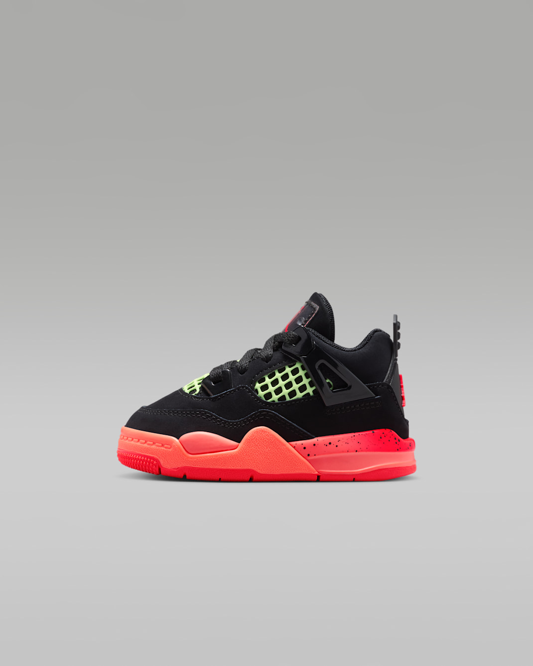 Jordan 4 Retro Baby/Toddler Shoes - Black/Bright Mango/Barely Volt/Infrared 23