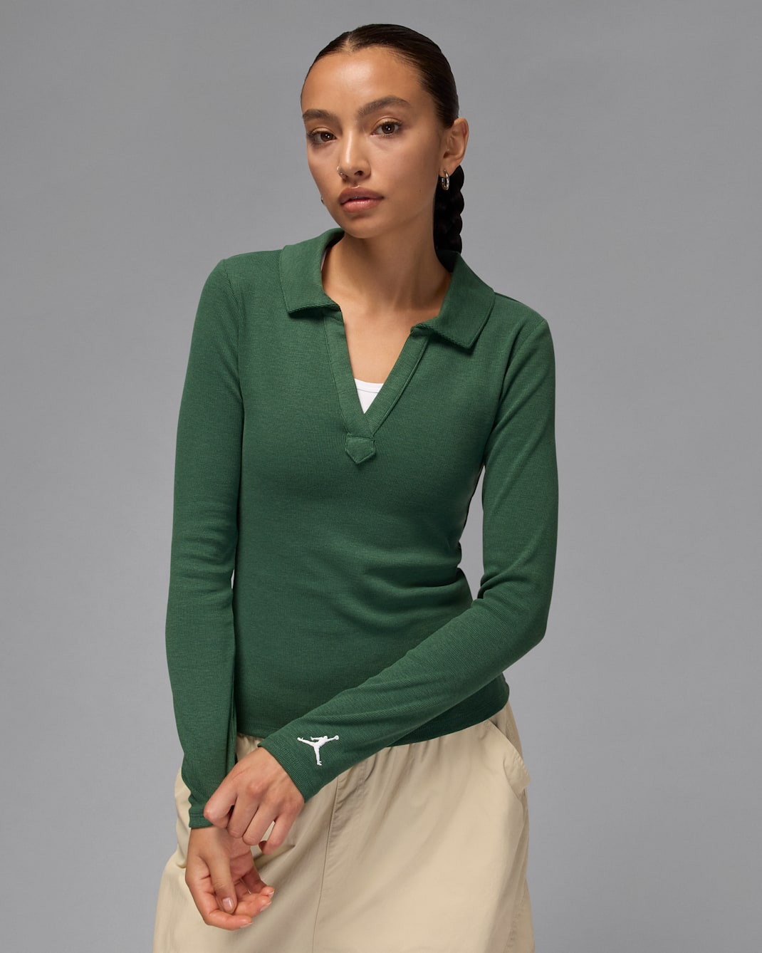 Jordan Women's Long-Sleeve Knit Top - Fir/White