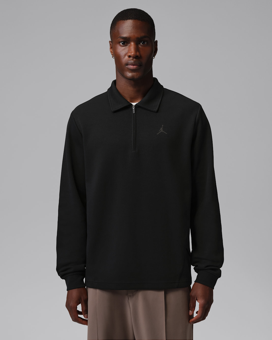 Jordan Men's 1/2-Zip Collared Long-Sleeve Golf Top - Black/Dark Shadow/Black