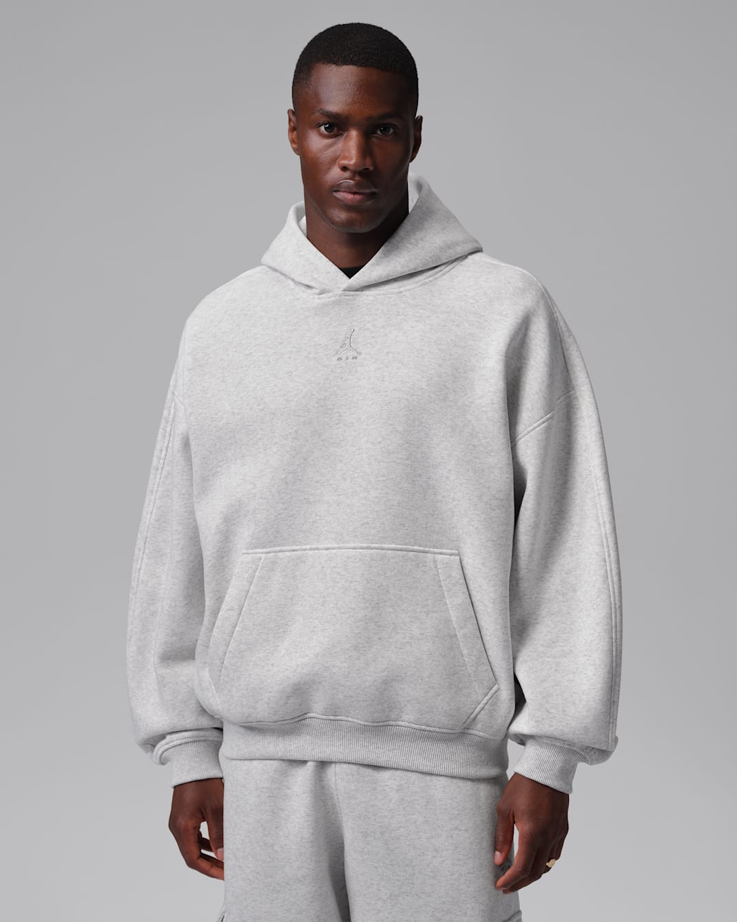 Sweat à capuche oversize en tissu Fleece Jordan Brooklyn pour homme - Neutral Grey/Heather/Light Smoke Grey