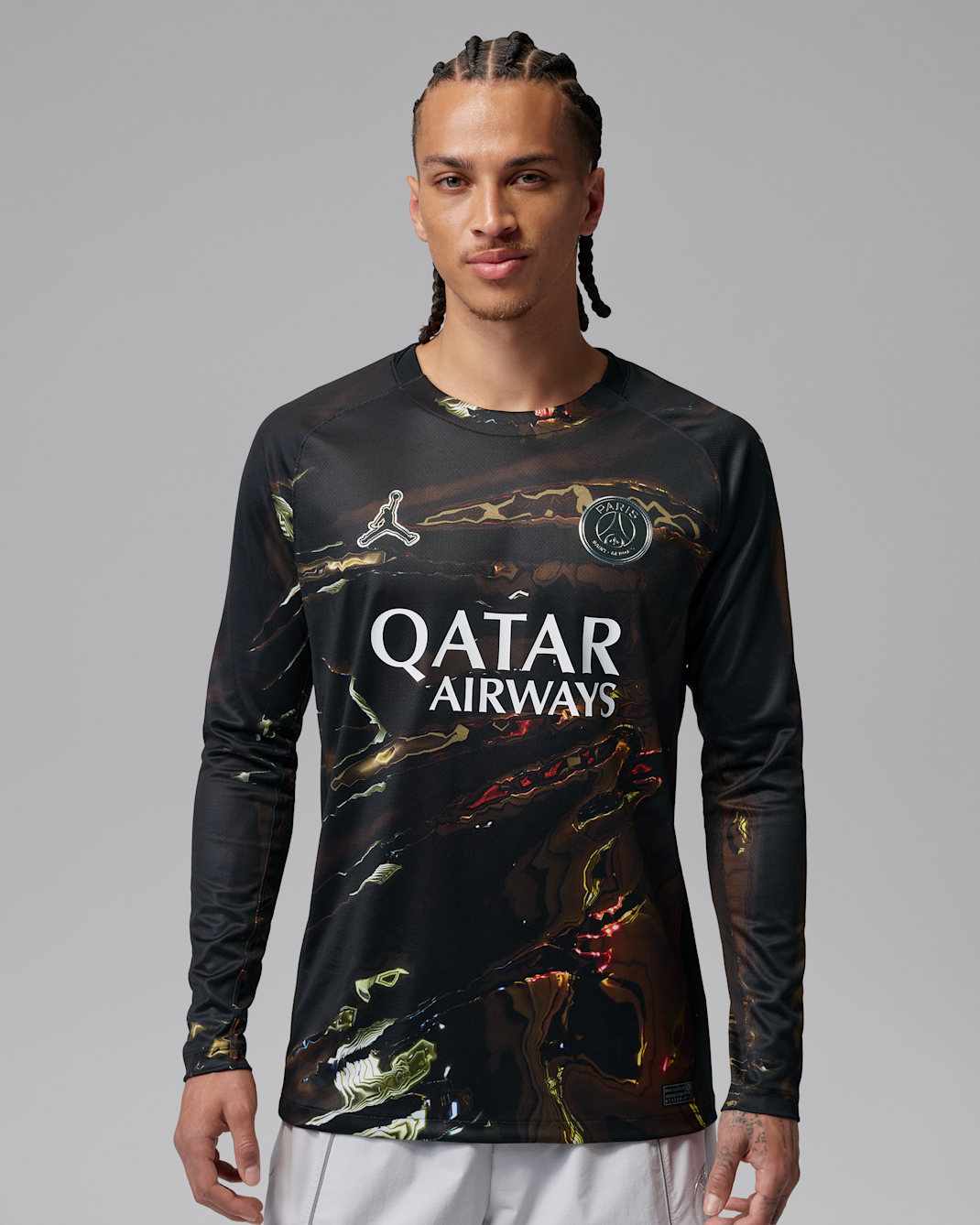 Paris Saint-Germain 2026 Stadium Night Edition Jordan Dri-FIT Replika-Fußball-Longsleeve (Herren) - Schwarz/Weiß/Schwarz