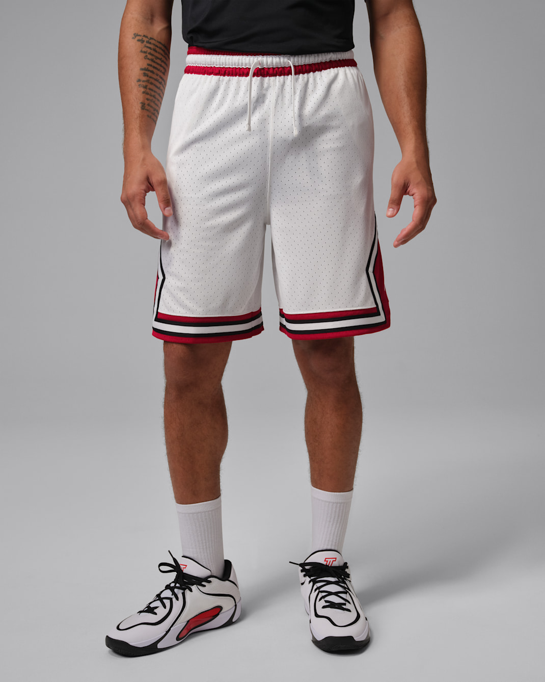 Shorts Jordan Sport Dri-FIT Diamond de 23 cm para hombre - Blanco/Rojo gimnasio/Blanco