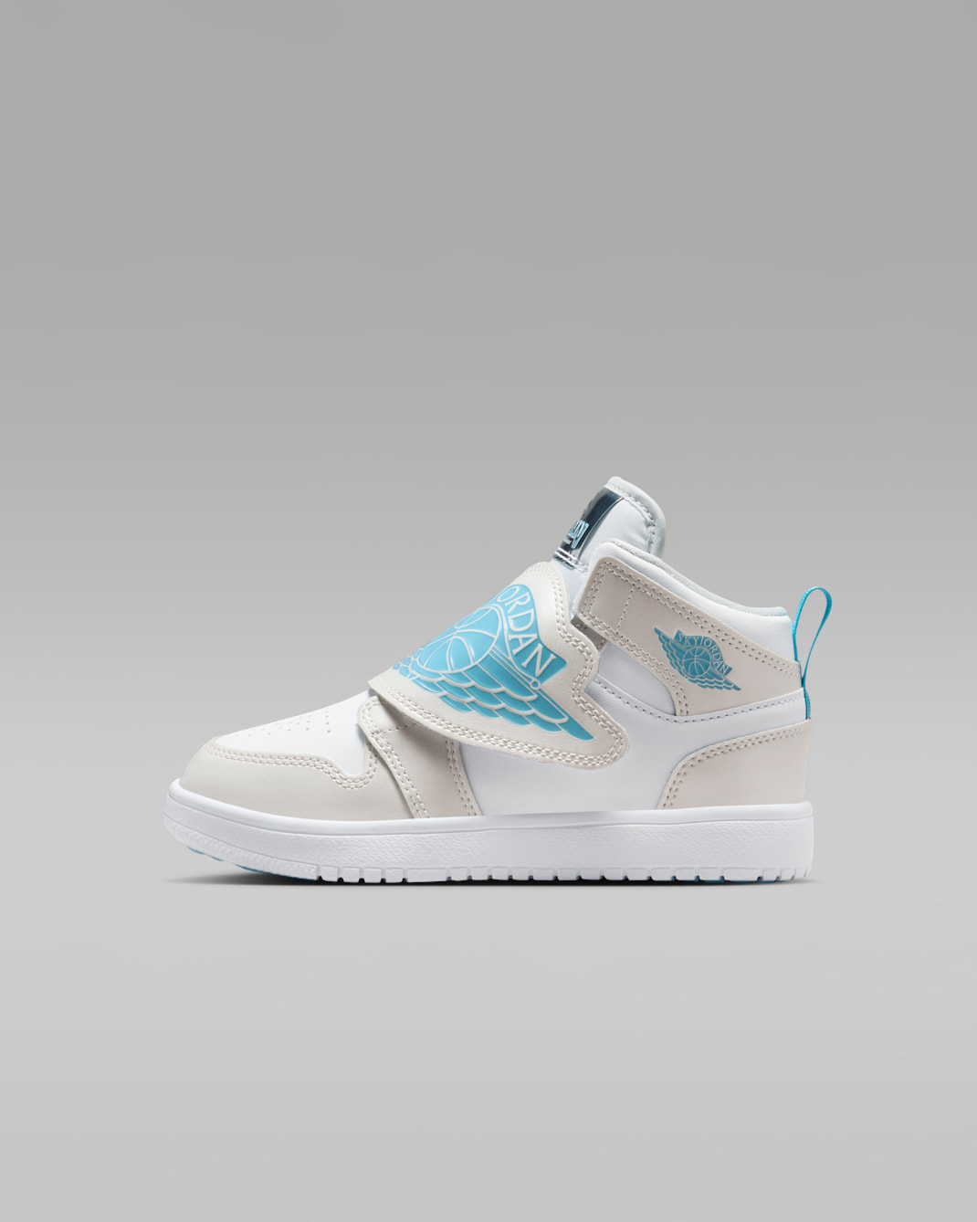 Sapatilhas Sky Jordan 1 para criança - Photon Dust/Flat Pewter/Preto/Azul Chill