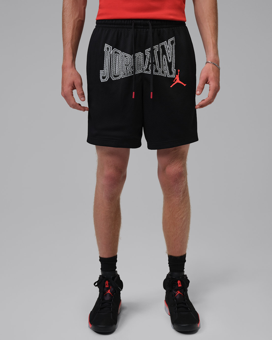 Jordan Brooklyn Men's 7" 網布短褲 - 黑色/Infrared 23