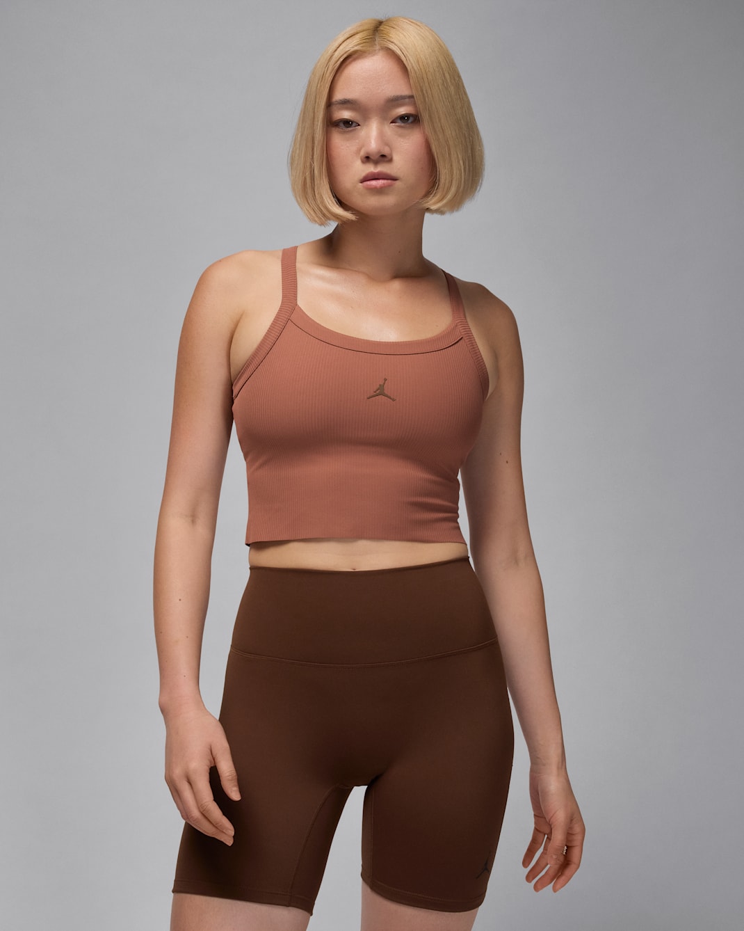 Jordan Sport Women's Dri-FIT Ribbed Tank Top - Red Bark/Cacao Wow