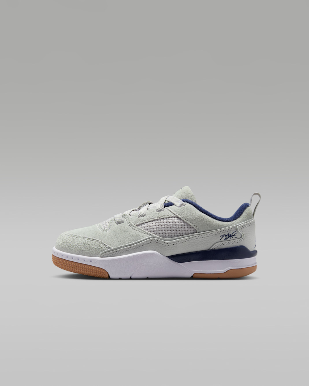 Jordan Flight Court Younger Kids' Shoes - Neutral Grey/White/Gum Light Brown/Midnight Navy