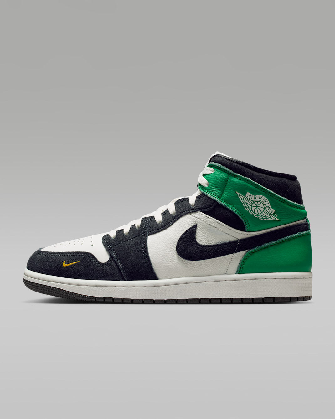 Air Jordan 1 Mid SE Schuh (Herren) - Summit White/Lucky Green/University Gold/Schwarz