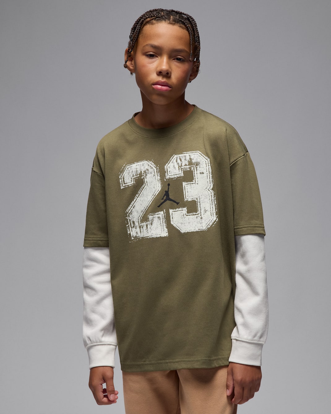 Jordan MVP Big Kids' Twofer T-Shirt - Medium Olive