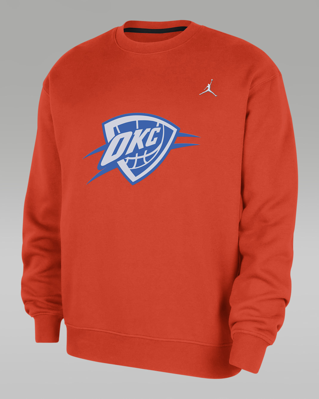 Oklahoma City Thunder Statement Essentials Men's Jordan NBA Fleece Crew-Neck Sweatshirt - Team Orange/White