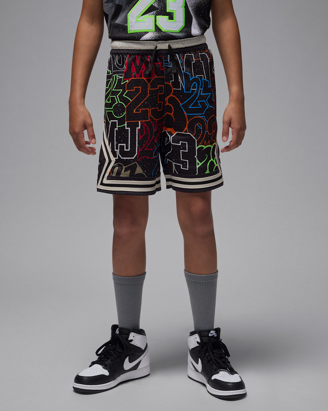 Shorts deportivos Diamond estampados MJ para niños talla grande Jordan Dri-FIT - Negro