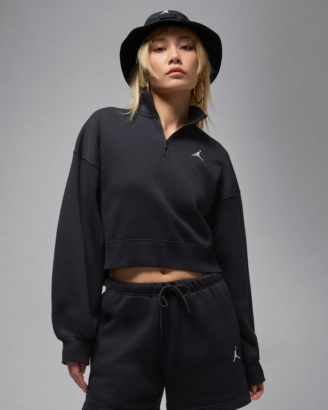 Jordan Brooklyn Fleece Women's 1/4-Zip Top - Black/White