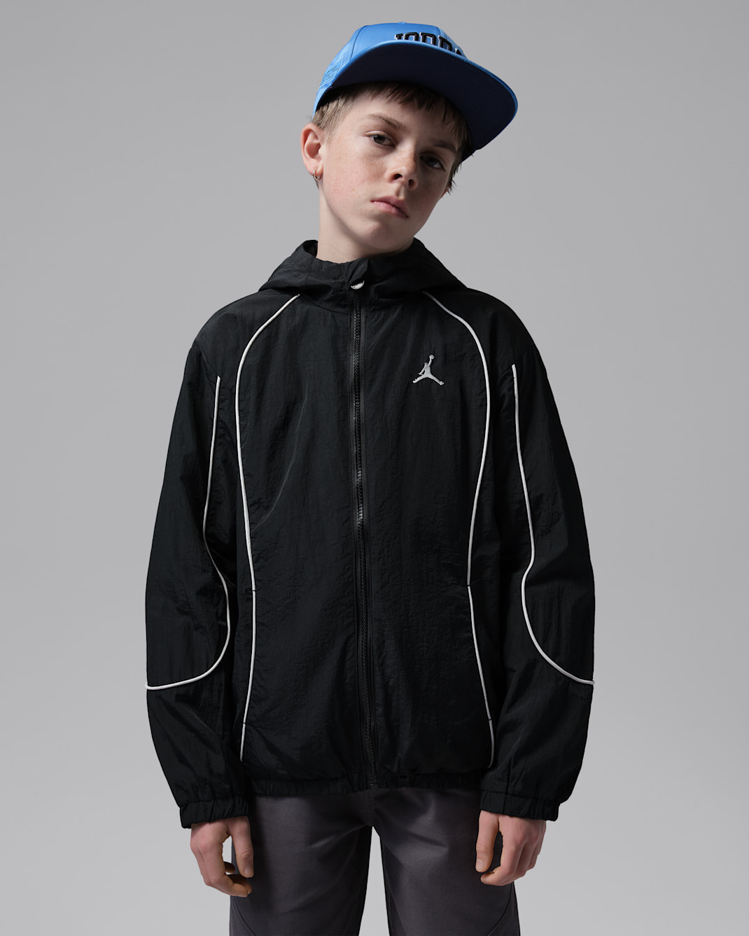 조던 주니어 컬러 블록 윈드 재킷 - 블랙